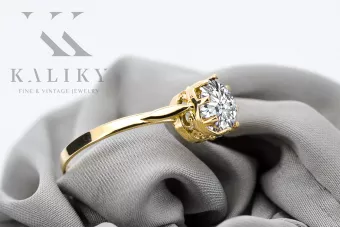 خاتم زركونيا 14 كارت من الذهب الأصفر أسلوب فينتاج vrc366y